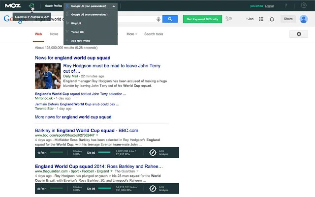 MozBar example MozBar example